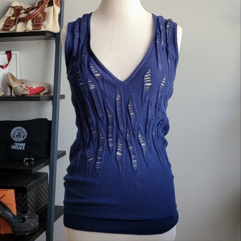 STELLA Mccartney distressed knit top distressed sleeveless sweater vest Cashmere